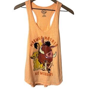 DISNEY LION KING HAKUNA MATATA NO WORRIES ORANGE TANK TOP SIZE LARGE JUNIORS